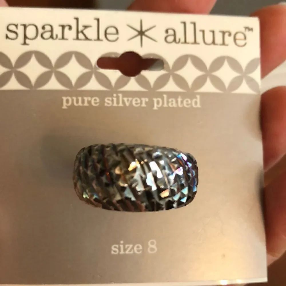 NWT Sparkle Allure iridescent silver plated ring 8